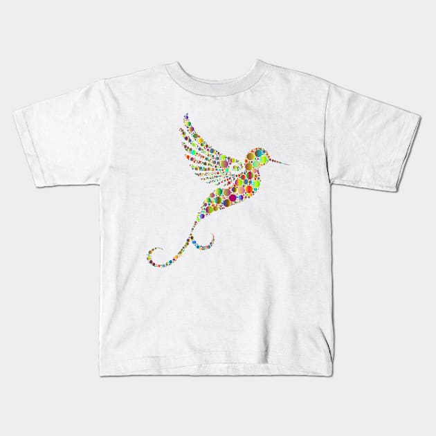 Hummingbird in prismatic colourful design with circles 1 Kids T-Shirt by Montanescu